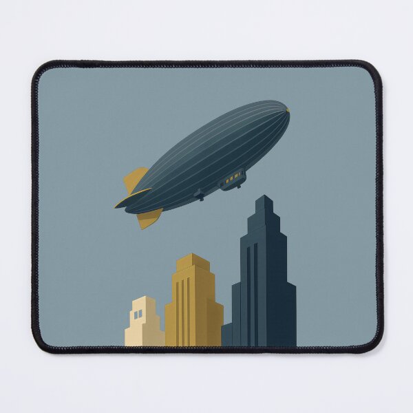 Item preview, Vintage Zeppelin Over Art Deco Skyline – Retro Travel Aesthetic designed and sold by Shoot-The-Moon.