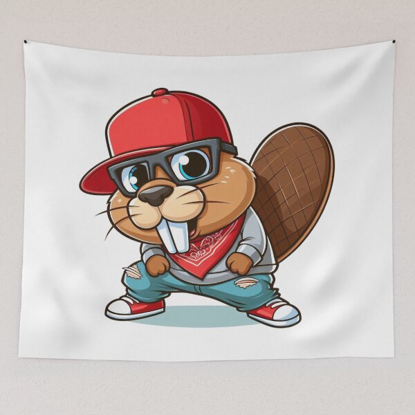 Item preview, Cartoon hip-hop beaver  designed and sold by Pasja W Każdym Szkicu!.
