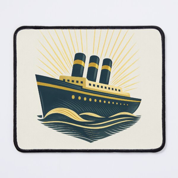Item preview, Majestic Vintage Ocean Liner – Art Deco Cruise Ship Illustration designed and sold by Shoot-The-Moon.