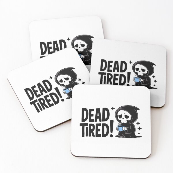 Item preview, Dead Tired! Cute Grim Reaper Coffee Pun designed and sold by PMCreative.