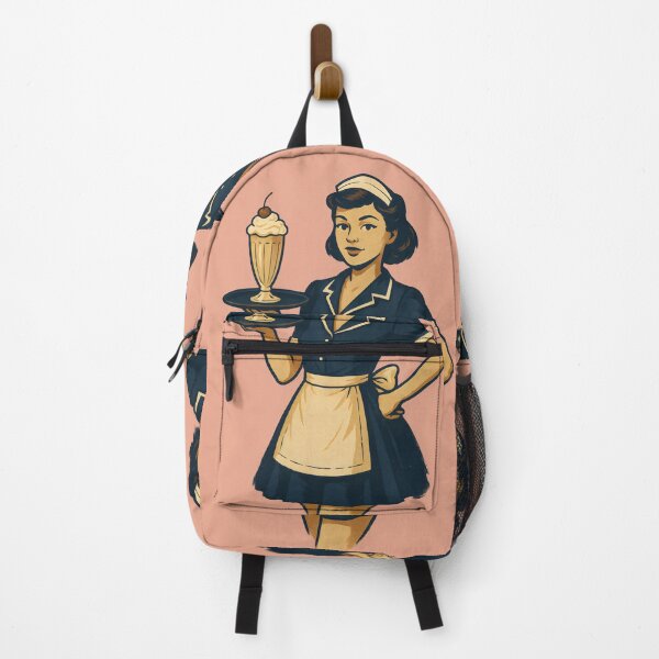 Item preview, Retro Diner Waitress with Milkshake – Vintage Americana Pop Art designed and sold by Shoot-The-Moon.