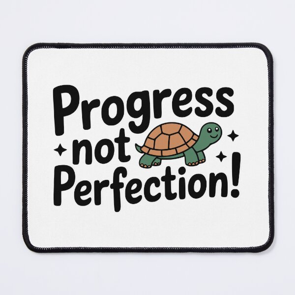 Item preview, Progress Not Perfection! Cute Turtle Pun designed and sold by PMCreative.