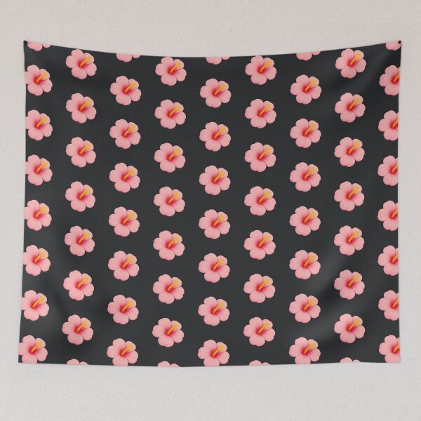 Item preview, 3D flower trendy hibiscus pattern black background designed and sold by HandmadeMood.