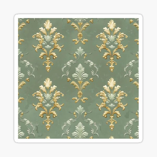 Item preview, Sage Victorian Scroll Gold designed and sold by MoonMonkeyNbear.
