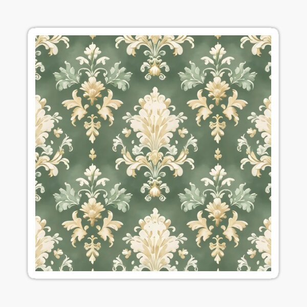 Item preview, Sage Victorian Scroll Gold designed and sold by MoonMonkeyNbear.