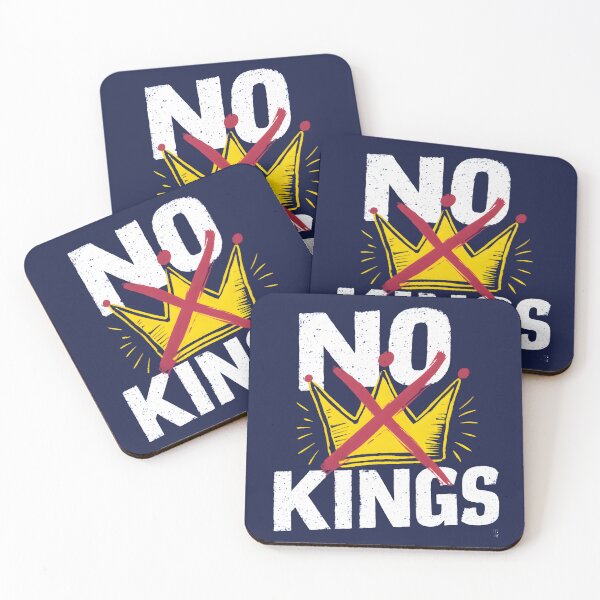 Item preview, Bold No Kings T-Shirt Anti Monarchy Design Hand Drawn Yellow Crown with Red X Defiant Statement on Deep Blue Background designed and sold by Brian Hibbs.