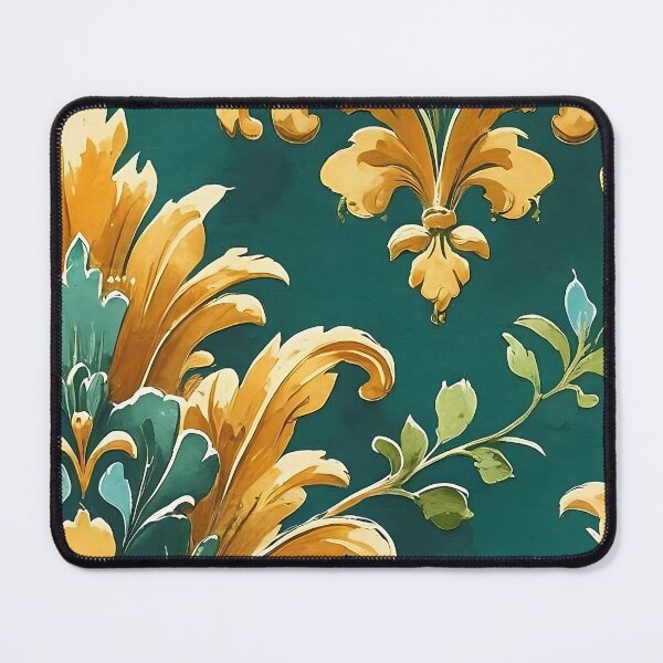 Item preview, Teal Green Victorian Scroll Gold designed and sold by MoonMonkeyNbear.