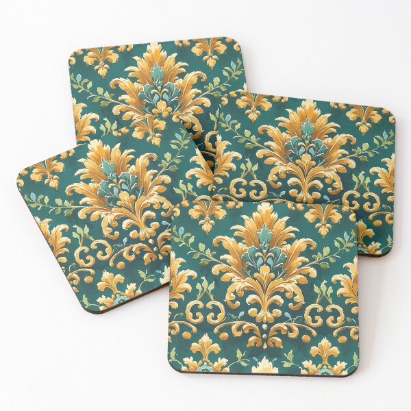 Item preview,  Teal Green Victorian Scroll Gold designed and sold by MoonMonkeyNbear.