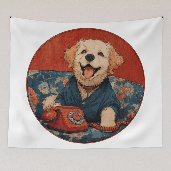 Item preview, Dial C for Cuteness: Where Vintage Charm Meets Puppy Whimsy! designed and sold by ForeverPrintsOK.