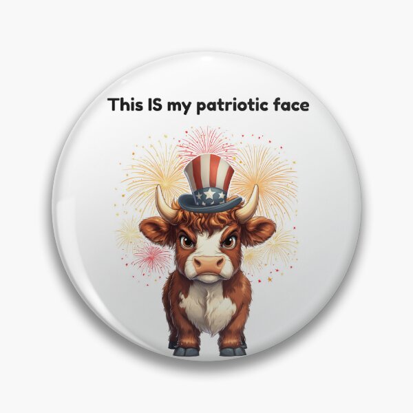 Artikelvorschau, Das IST mein patriotisches Gesicht – Grumpy Highland Cow 4. Juli Design entworfen und verkauft von QuirkyChicArts.