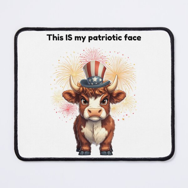 Item preview, This IS My Patriotic Face – Grumpy Highland Cow July 4th Design designed and sold by QuirkyChicArts.