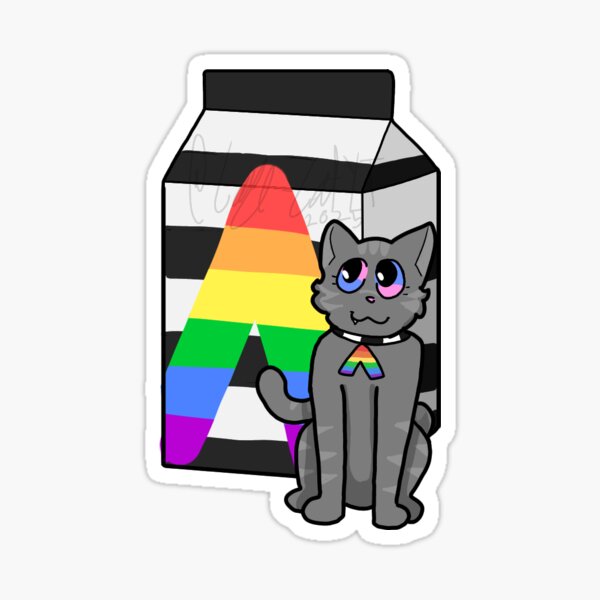 Vista previa del artículo con la obra «Pegatina de gatito lechero Straight Ally (CageCatYT)», diseñado y vendido por CageCatYT.