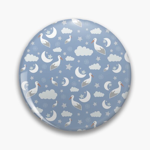 Item preview, Child birth motif – stork and cloud on azure blue background designed and sold by AtlMaddynette.