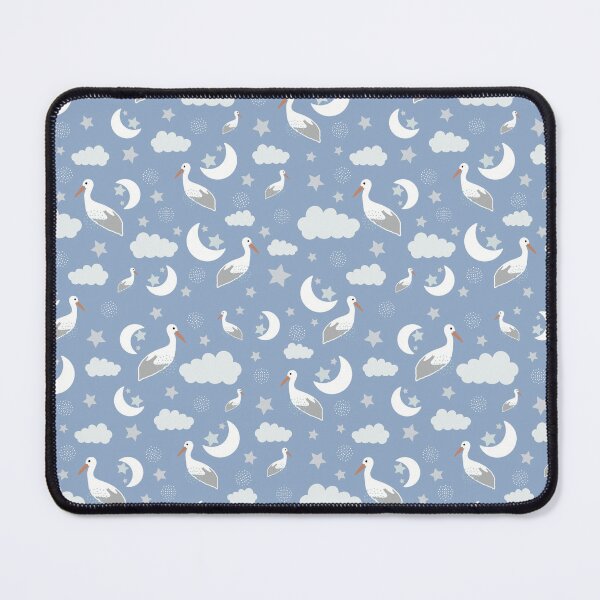 Item preview, Child birth motif – stork and cloud on azure blue background designed and sold by AtlMaddynette.