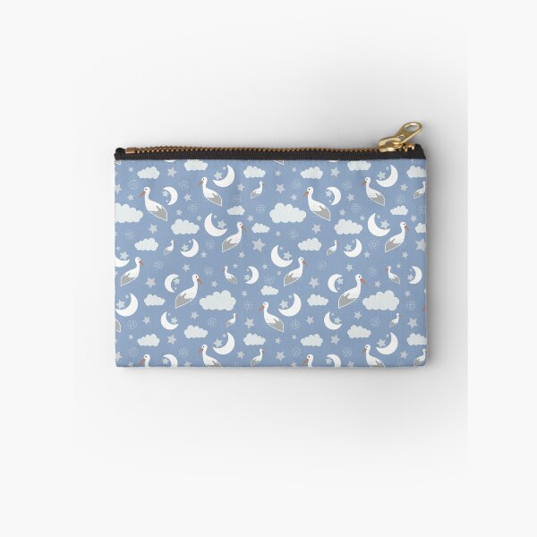 Item preview, Child birth motif – stork and cloud on azure blue background designed and sold by AtlMaddynette.