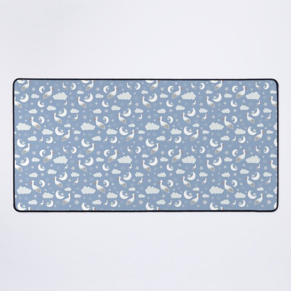 Item preview, Child birth motif – stork and cloud on azure blue background designed and sold by AtlMaddynette.