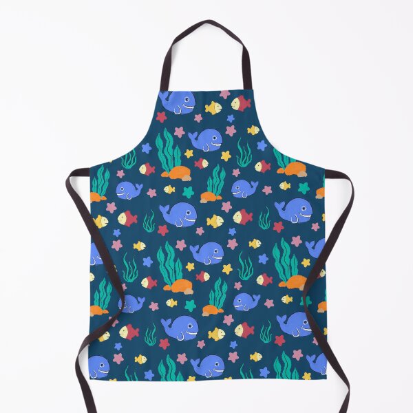 Item preview, Children's marine motif - whale and fish on a navy blue background designed and sold by AtlMaddynette.