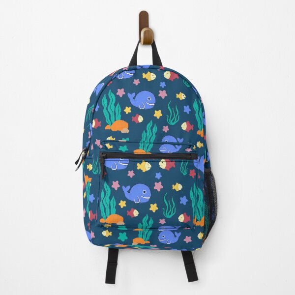 Item preview, Children's marine motif - whale and fish on a navy blue background designed and sold by AtlMaddynette.
