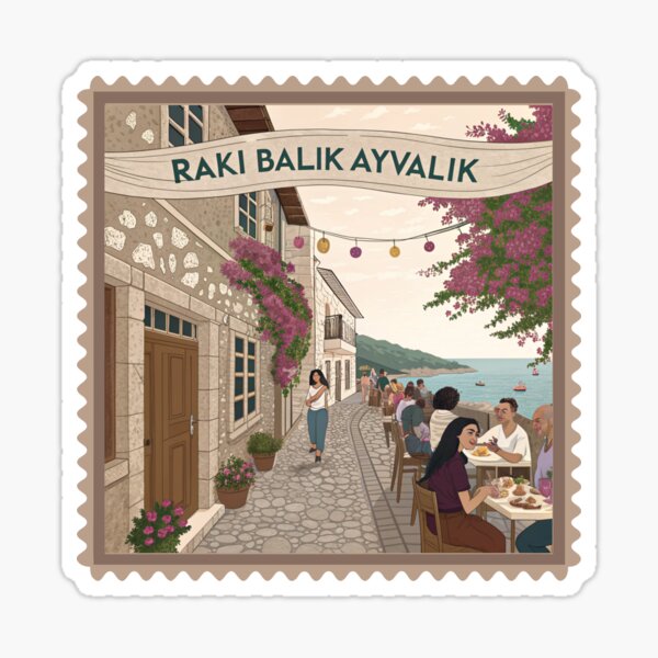 Item preview, Ayvalik Seaside Cafe Scene - Turkish Charm by the Aegean  designed and sold by asliberry.