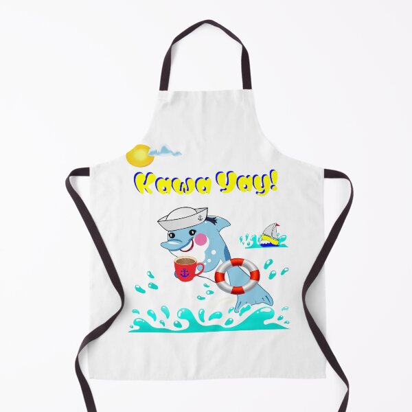 Item preview, Cartoon Dolphin - Сoffee Fan With Citrus-Marine Vibe : "Kawa Yay!" designed and sold by Felia001.