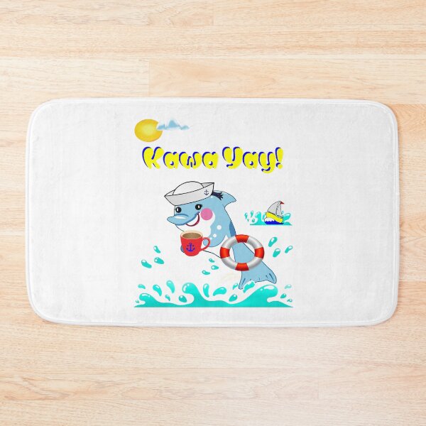 Item preview, Cartoon Dolphin - Сoffee Fan With Citrus-Marine Vibe : "Kawa Yay!" designed and sold by Felia001.