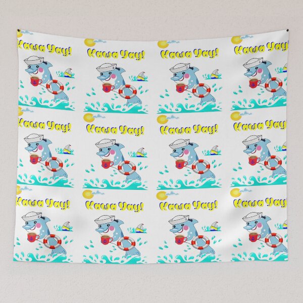 Item preview, Cartoon Dolphin - Сoffee Fan With Citrus-Marine Vibe : "Kawa Yay!" designed and sold by Felia001.