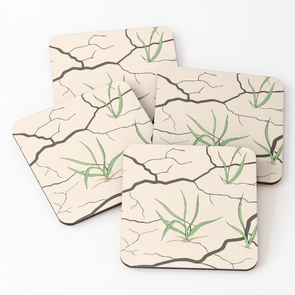Item preview, Cracked Arid Ground with Sparse Green Grass Blades Sprouting designed and sold by Creative88Art.