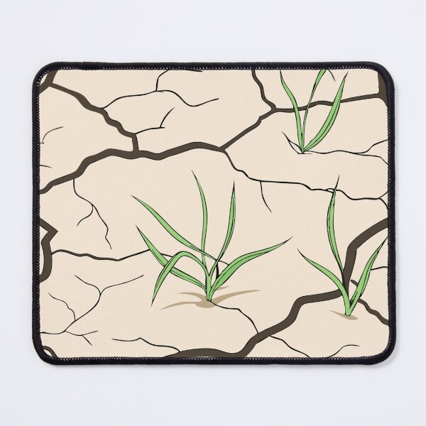 Item preview, Cracked Arid Ground with Sparse Green Grass Blades Sprouting designed and sold by Creative88Art.