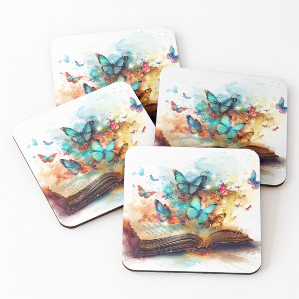 Artikelvorschau, Schmetterlinge und Buch, Aquarell entworfen und verkauft von ARTelierDigital.