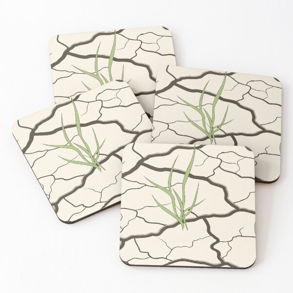 Item preview, Cracked Arid Ground with Sparse Green Grass Blades Emerging designed and sold by Creative88Art.