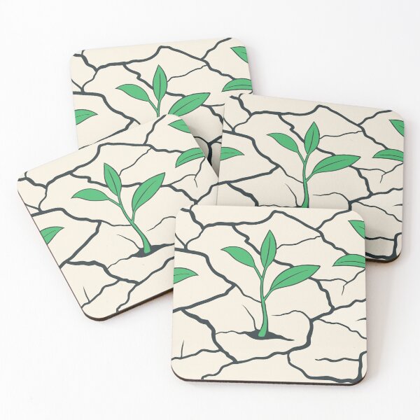 Item preview, Young Green Plants Growing from Cracked Beige Dry Soil designed and sold by Creative88Art.