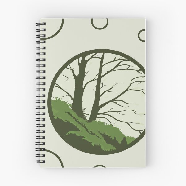 Item preview, Minimalist Pattern of Circular Frames with Trees and Hills designed and sold by Creative88Art.