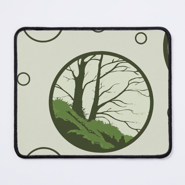 Item preview, Minimalist Pattern of Circular Frames with Trees and Hills designed and sold by Creative88Art.