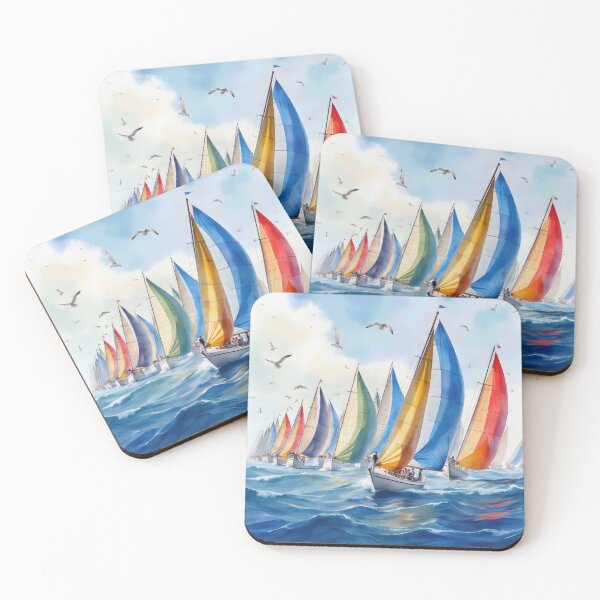 Item preview, Watercolor Sailboat Regatta On High Seas designed and sold by Maria Dryfhout.