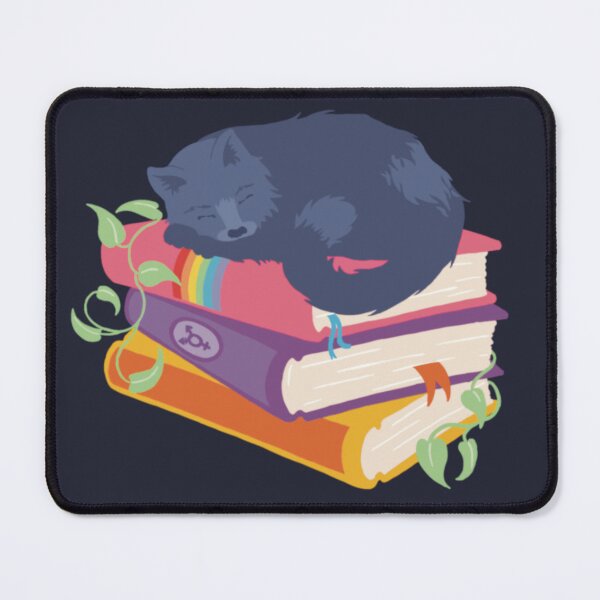 Item preview, Black cat sleeping on stack of books designed and sold by kupfermoos.