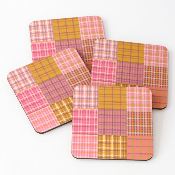 Item preview, Gingham Patchwork Retro Plaid Check Pattern Pink Orange Moss designed and sold by kierkegaard.