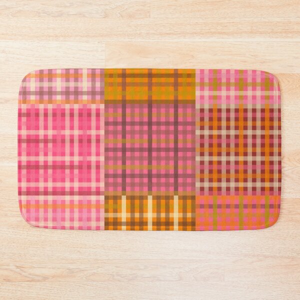 Item preview, Gingham Patchwork Retro Plaid Check Pattern Pink Orange Moss designed and sold by kierkegaard.