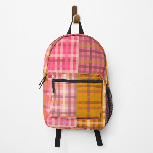 Item preview, Gingham Patchwork Retro Plaid Check Pattern Pink Orange Moss designed and sold by kierkegaard.