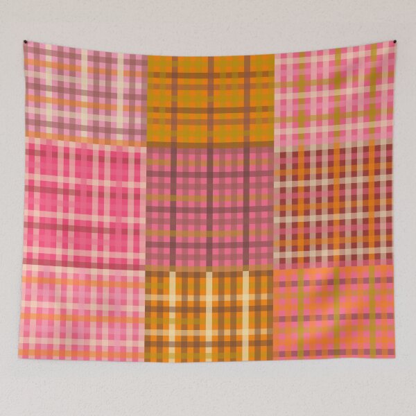 Item preview, Gingham Patchwork Retro Plaid Check Pattern Pink Orange Moss designed and sold by kierkegaard.