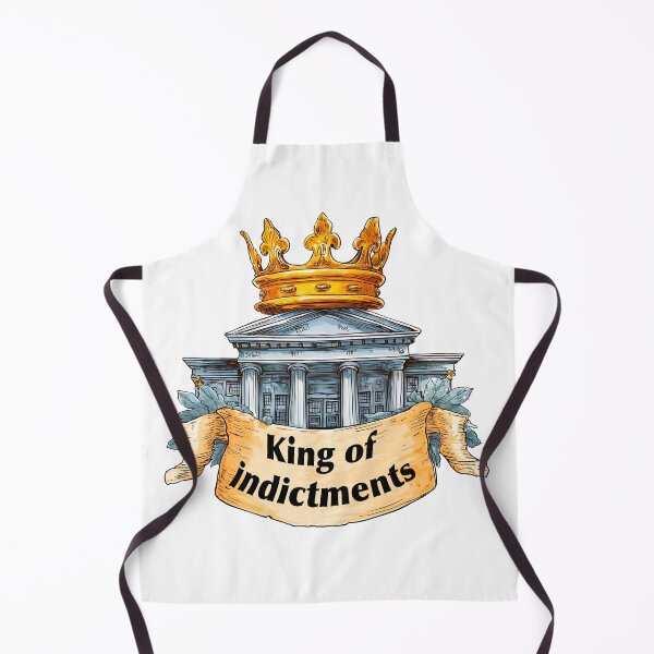 Item preview, Symbolic representation of legal authority featuring a crown above a courthouse with bold text reading King of Indictments designed and sold by Ms. Iryna.