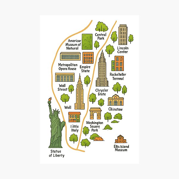 Item preview, NYC Manhattan Map designed and sold by LevelUpLab.