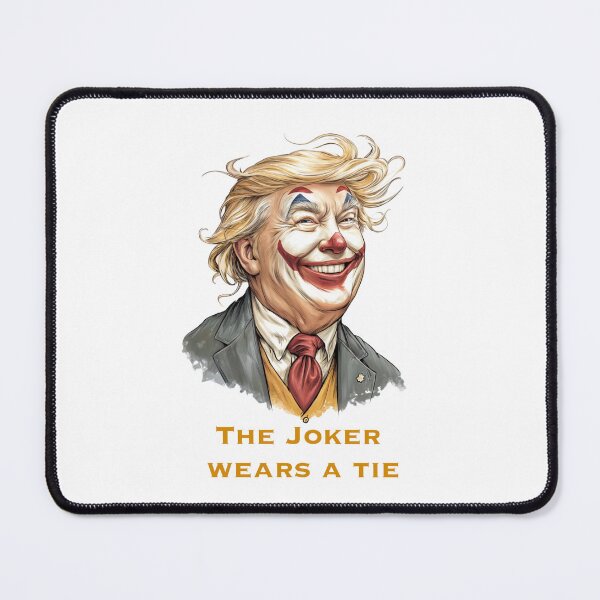 Item preview, Clown character with blonde hair and a crimson tie showcasing a humorous satire on political figures and public personas designed and sold by Ms. Iryna.