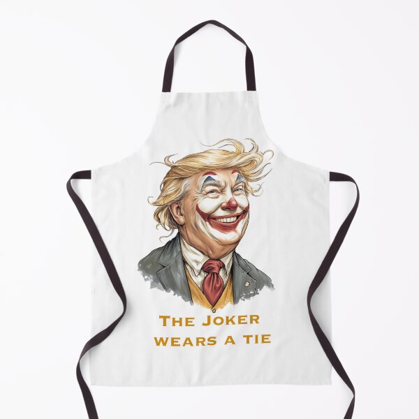 Item preview, Clown character with blonde hair and a crimson tie showcasing a humorous satire on political figures and public personas designed and sold by Ms. Iryna.