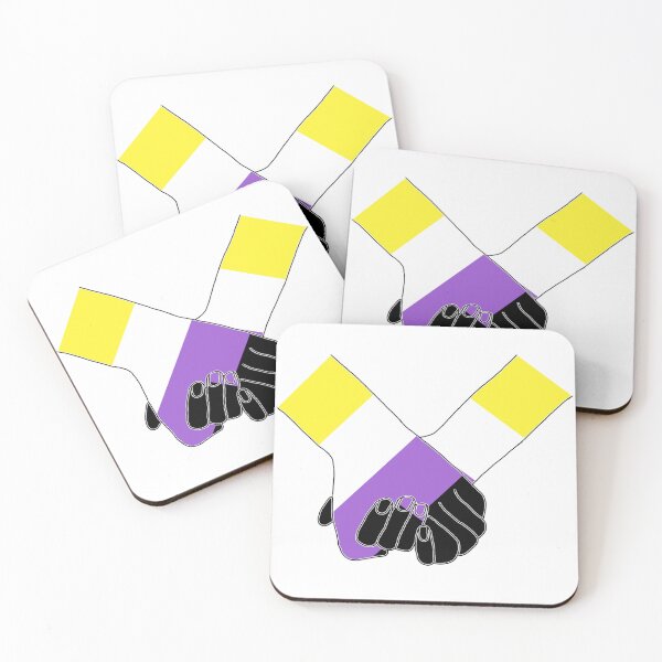 Item preview, Pride Holding Hands - Non Binary Flag designed and sold by PaperPainter.