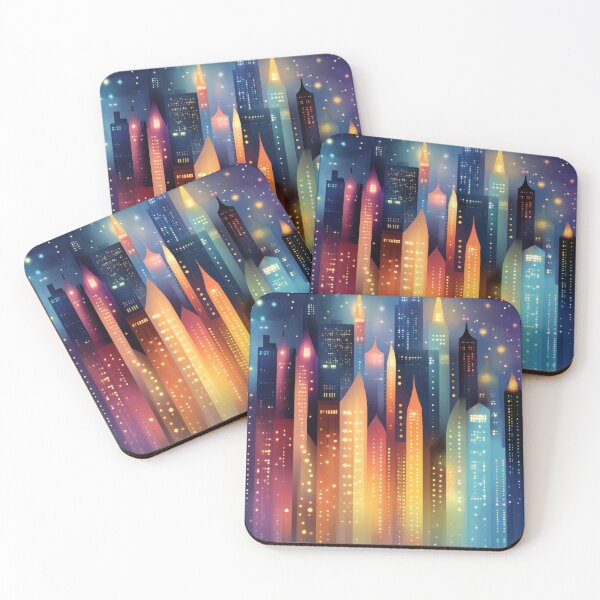 Item preview, City skyline, colorful, evening, night designed and sold by ARTelierDigital.