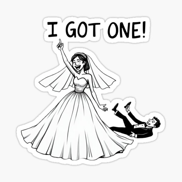 Item preview, Funny Bride Cartoon – "I Got One!" Wedding Humor Design designed and sold by Lustforvintage.
