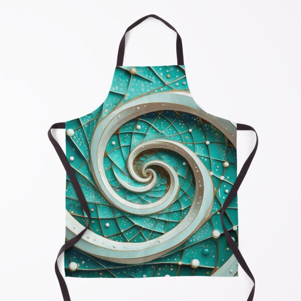 Item preview, Abstract Spiral  Turquoise White Gold Fibonacci Art 86 designed and sold by Vicky Brago-Mitchell®.