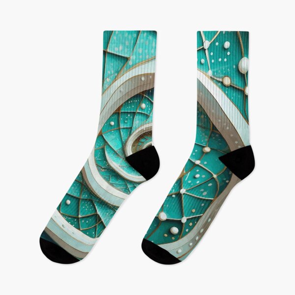 Item preview, Abstract Spiral  Turquoise White Gold Fibonacci Art 86 designed and sold by Vicky Brago-Mitchell®.
