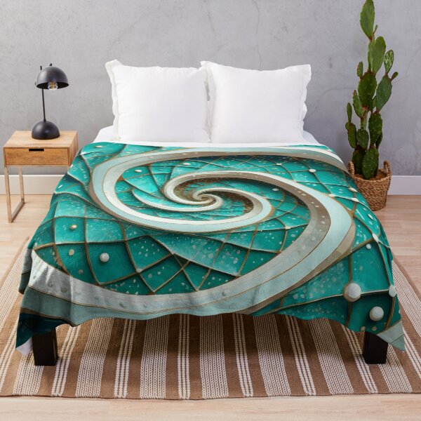 Item preview, Abstract Spiral Turquoise White Gold Fibonacci Art 86 designed and sold by Vicky Brago-Mitchell®.