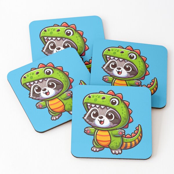 Item preview, Baby Raccoon Wearing a Dinosaur Costume designed and sold by Ghost on Toast.